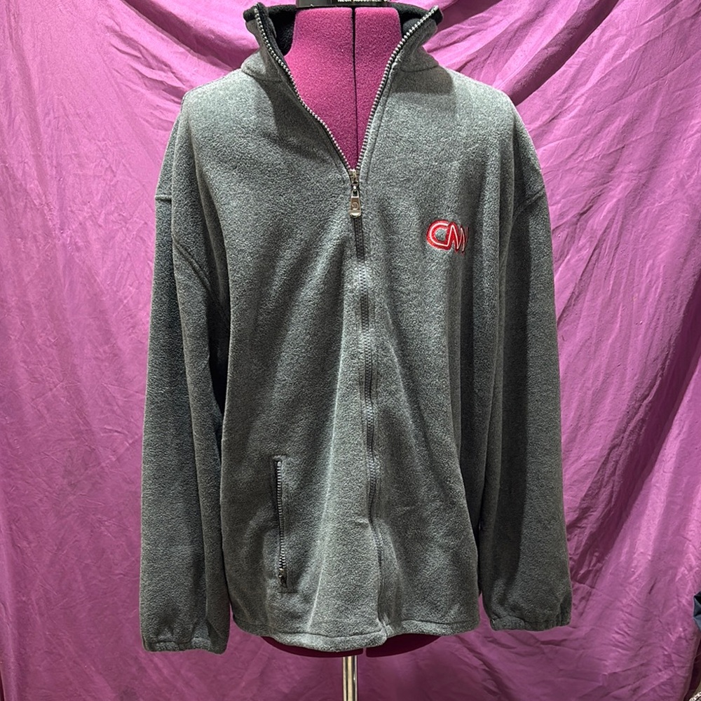 CNN Gray Zip-Up Fleece Jacket medium Dimco Apparel